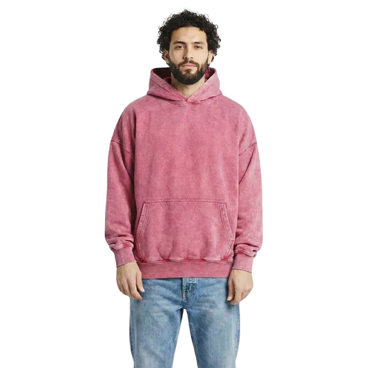 Acid Wash Oversized Unisex Hoodie - Pink