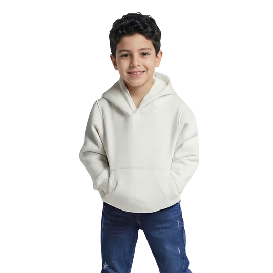 Kids Essential Oversized Unisex Hoodie - Soft White