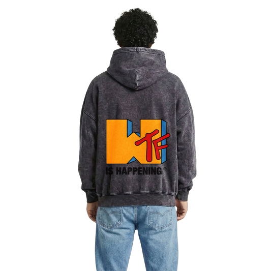 WTF Is Happening Acid Wash Hoodie