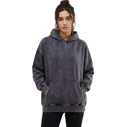 Acid Wash Oversized Unisex Hoodie - Gray