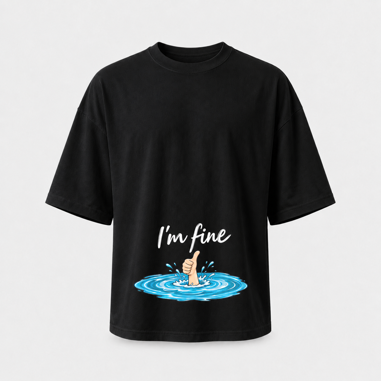 I'm Fine oversized T-shirt - black front print