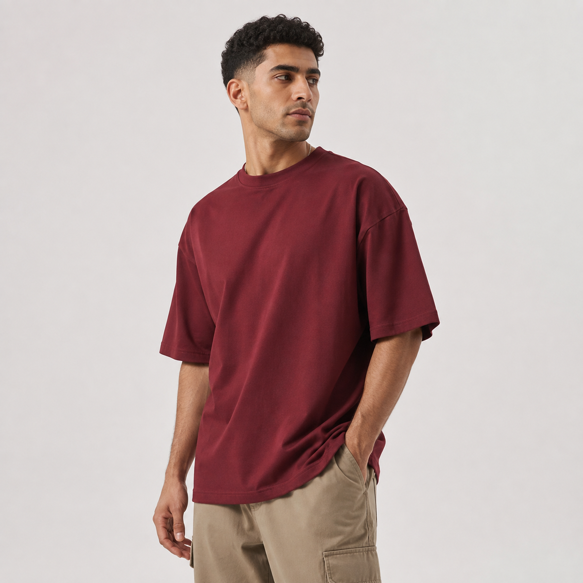 NYBD Premium Heavyweight Oversized T-Shirt in Burgundy