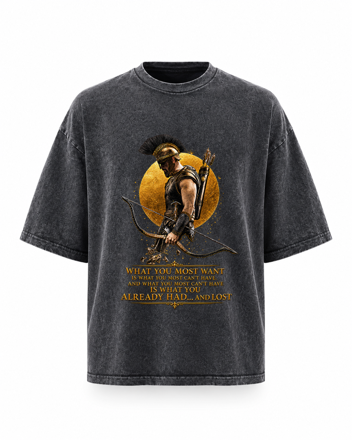 Warrior washed oversized T-shirt - grey front print