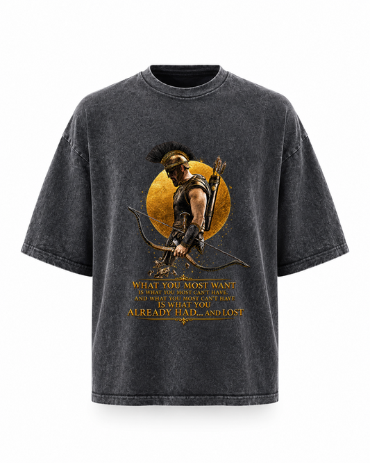 Warrior washed oversized T-shirt - grey front print